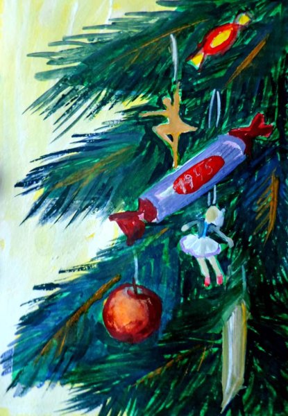 Новогодняя елка 1945 года рисунки