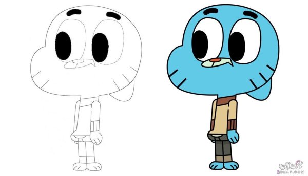 Гамбол и Дарвин для срисовки