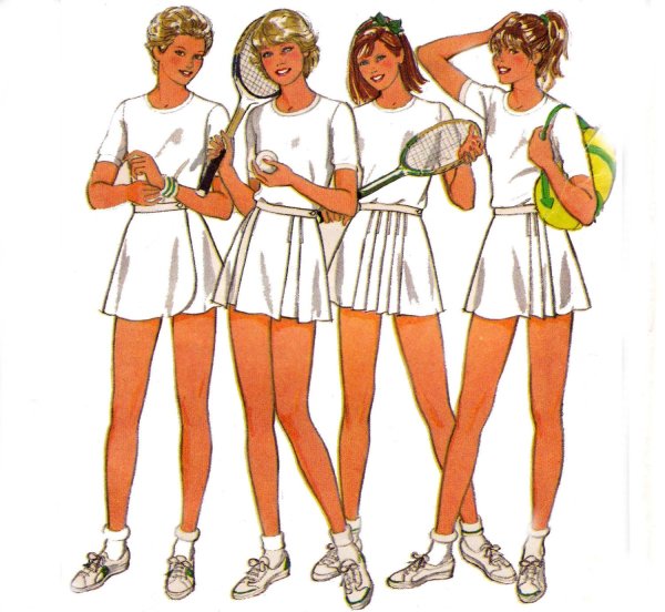 Рисунок девочки в теннисной юбке