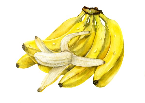 Банан акварелью