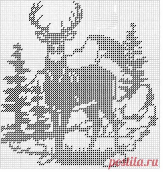 Жаккард вязание схема олень