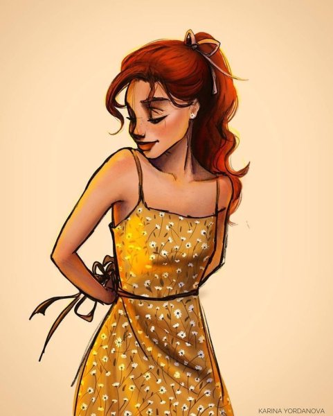 Рыжая девушка мультяшная