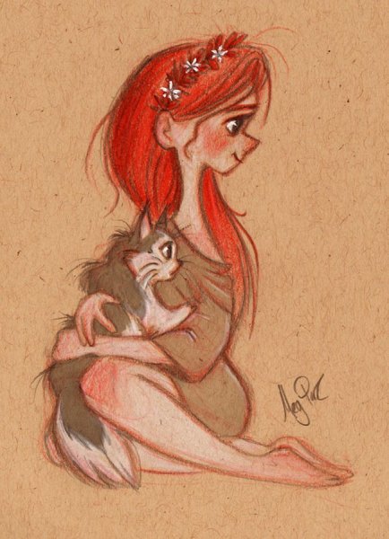 Рыжая девушка иллюстрация