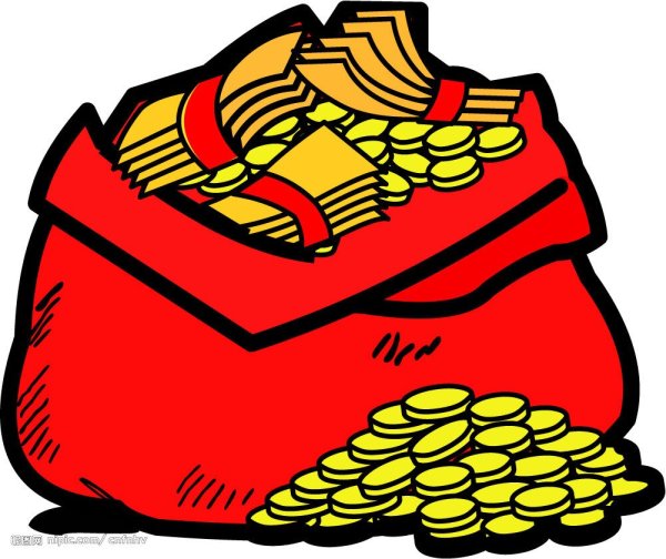 Мешок денег акварель