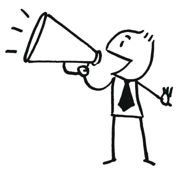 Нарисованный человечек с рупором