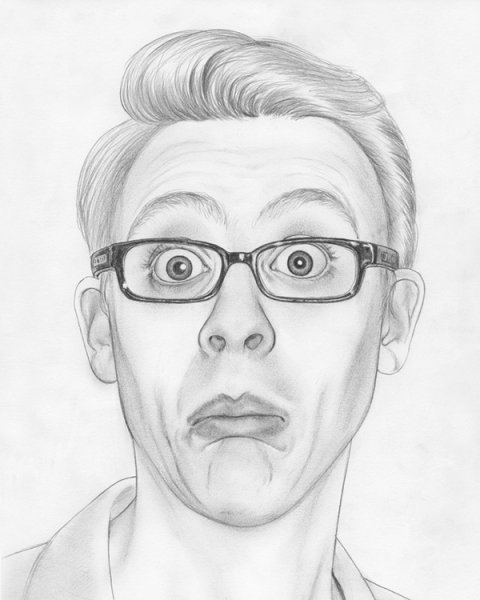 Парень в очках карандашом