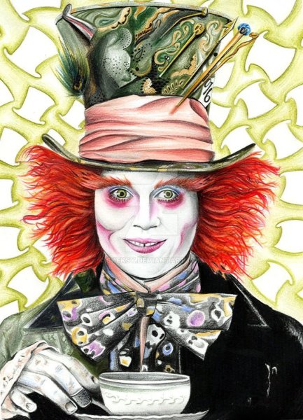 Шляпник Алиса в стране чудес рисунок