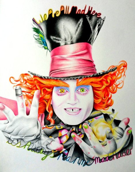 Шляпник Алиса в стране чудес рисунок