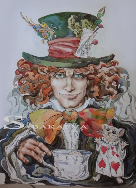 Шляпник Алиса в стране чудес рисунок