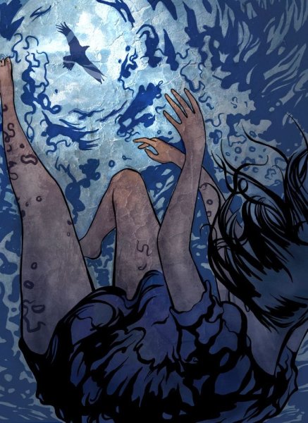 Девушка тонет арт