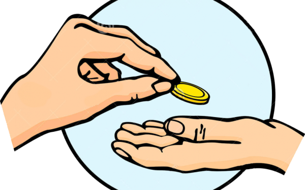 Нарисованная рука с монеткой