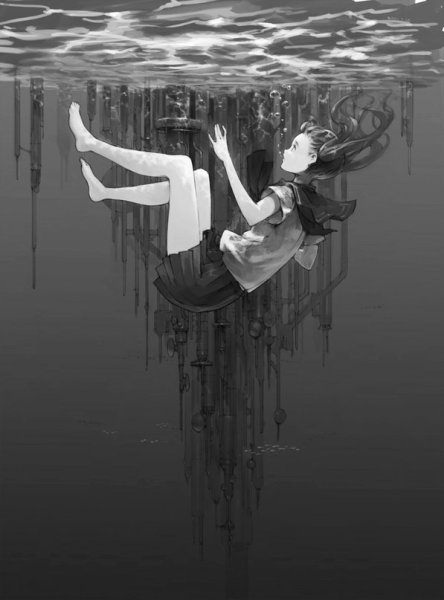 Тонущий человек арт аниме