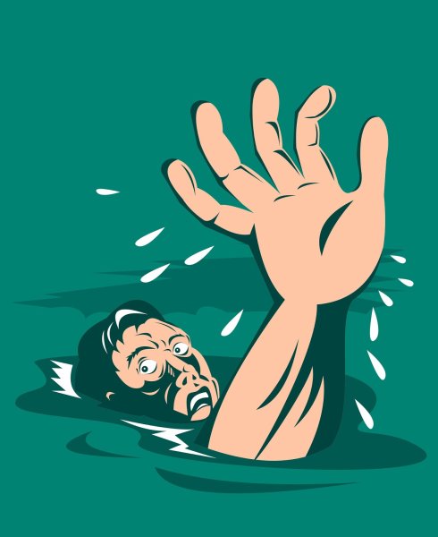 Тонущий человек рисунок