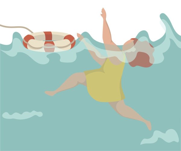 Тонущий человек Графика