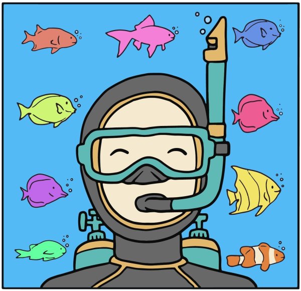 Аквалангист рисунок