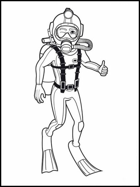 Водолаз раскраска для детей