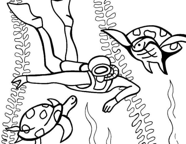 Водолаз раскраска