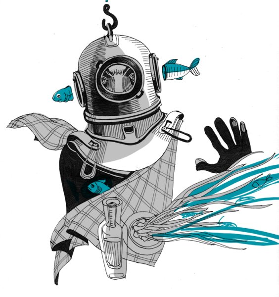 Водолаз рисунок