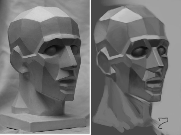 Обрубовка головы Академический рисунок