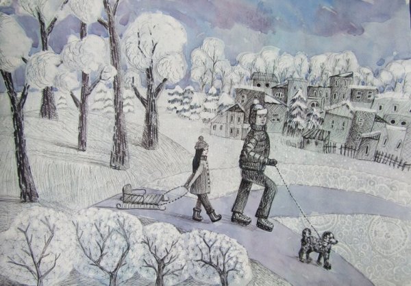 Графическая композиция зима