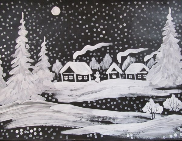 Новогодние рисунки гуашью