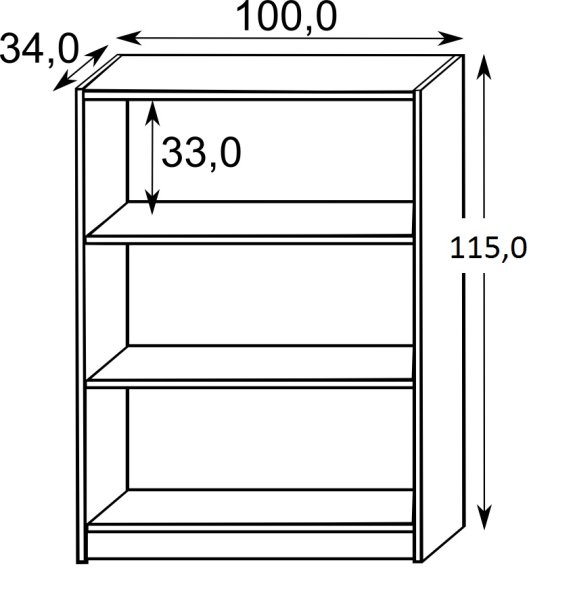 Чертеж тумбы с полками