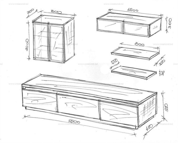 Тумба под ТВ f6080 чертеж