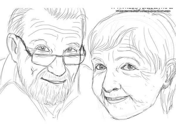 Портрет пожилого человека карандашом