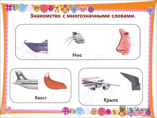 Многозначные слова для дошкольников