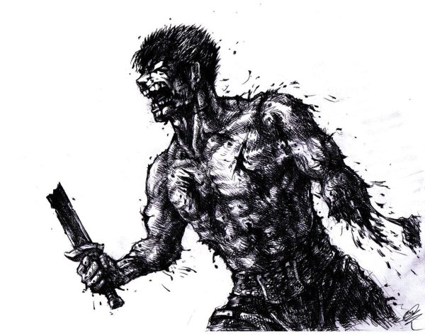 Гатс Берсерк рисунок