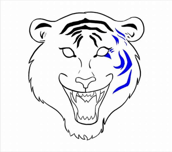Морда тигра раскраска для детей