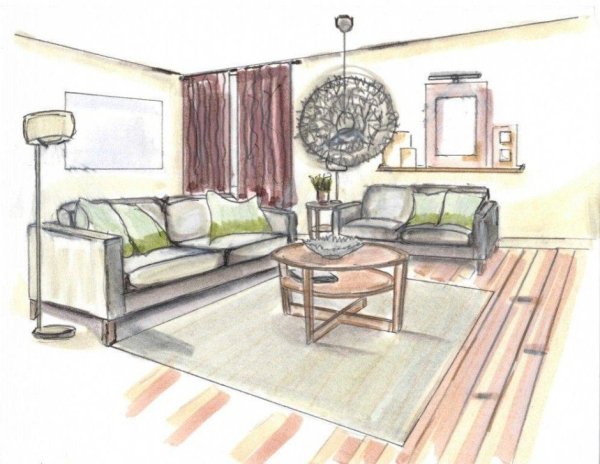 Эскиз гостиной комнаты