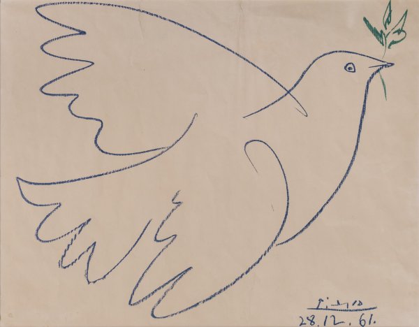 Набросок голубя Пабло Пикассо