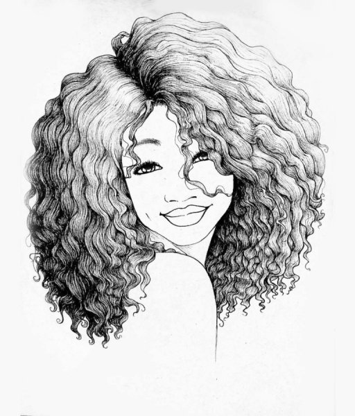 Кудрявые волосы карандашом