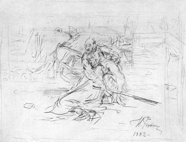 Набросок картины Репина Иван Грозный