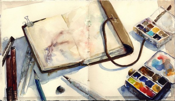 Блокнот нарисованный акварелью