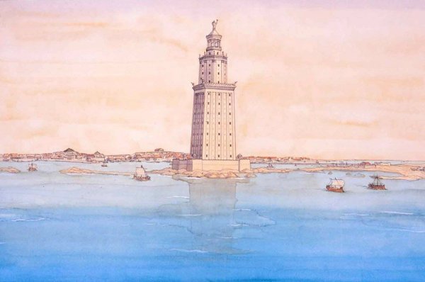 7 Чудес света Александрийский Маяк рисунок