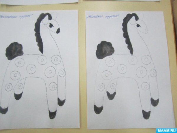 Дымковская роспись роспись лошадка