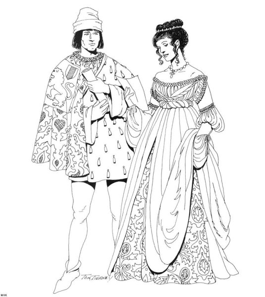 Костюм эпохи Возрождения Испания чб