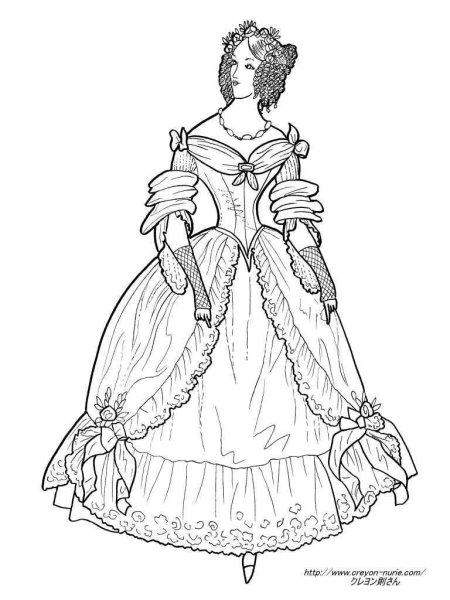 Раскраска старинные платья