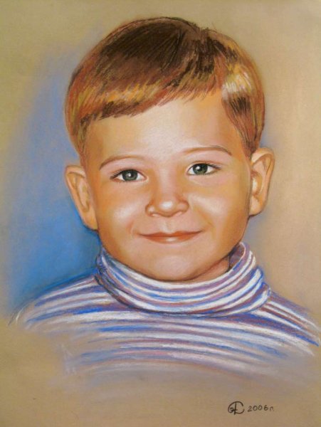 Портрет мальчика цветными карандашами