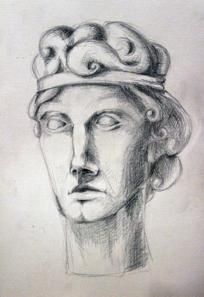 Гипсовая голова Аполлона Академический рисунок