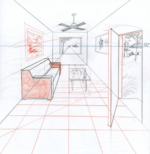 Линейная перспектива в интерьере