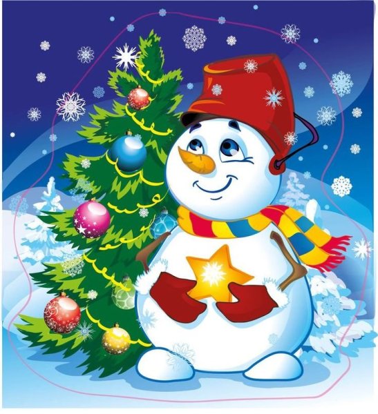 Снеговик с елкой