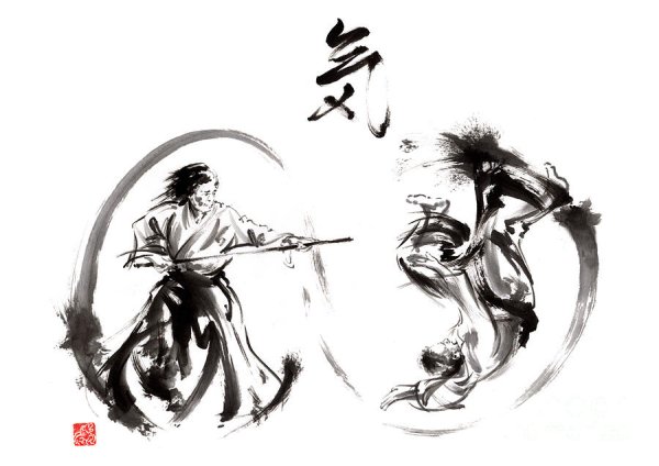 Японская Самураи эскизы айкидо