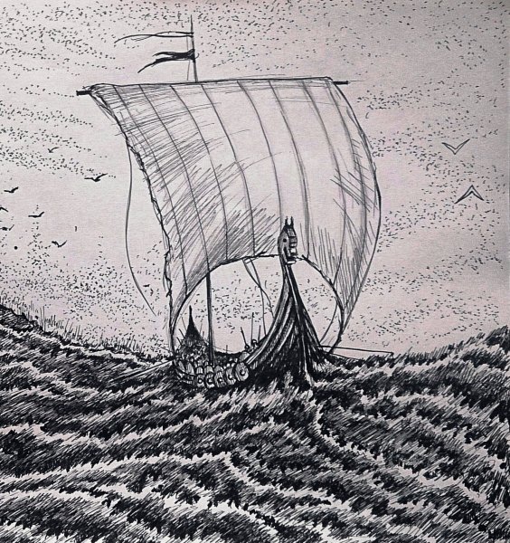 Дракар викингов эскиз