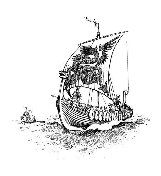 Драккар сбоку вектор