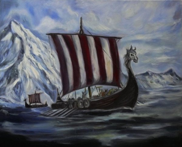 Корабль викингов рисунок