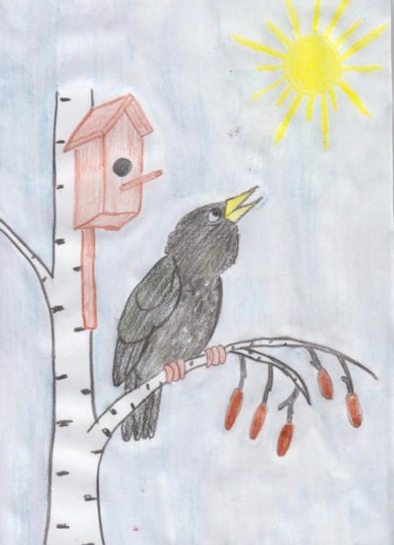 Иллюстрация к песне Скворушка прощается