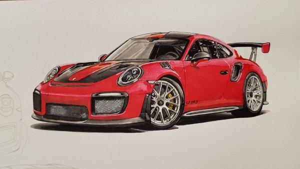 Нарисовать Порше 911 gt2